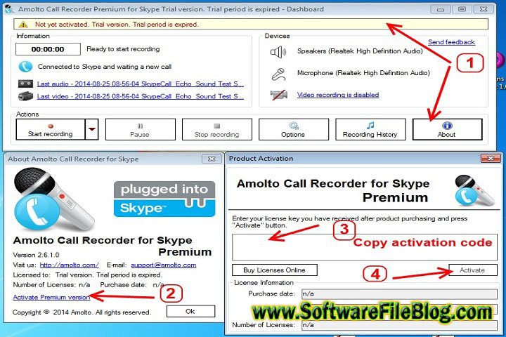Amolto Call Recorder Premium for Skype 3.25.1 Free Download with Patch