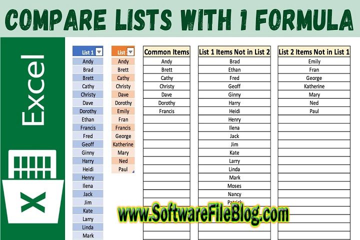 2. Software Features: Compare Two Lists 1 Pc software