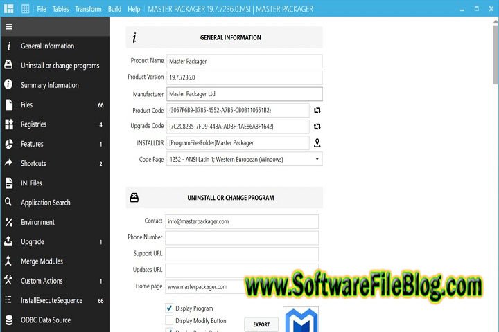 Software Features: Master Packager 23 4 8599 Pc Software