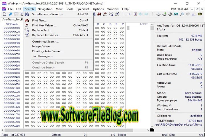 Software Features: Win Hex 20 8 SR 4 Portable Pc Software