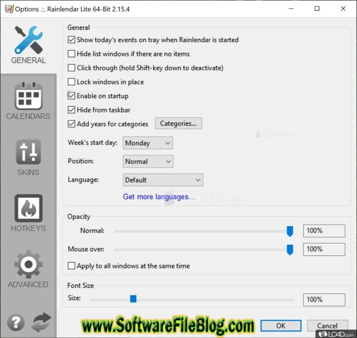 Rainlendar Lite 2.20.1 64 bit PC Software