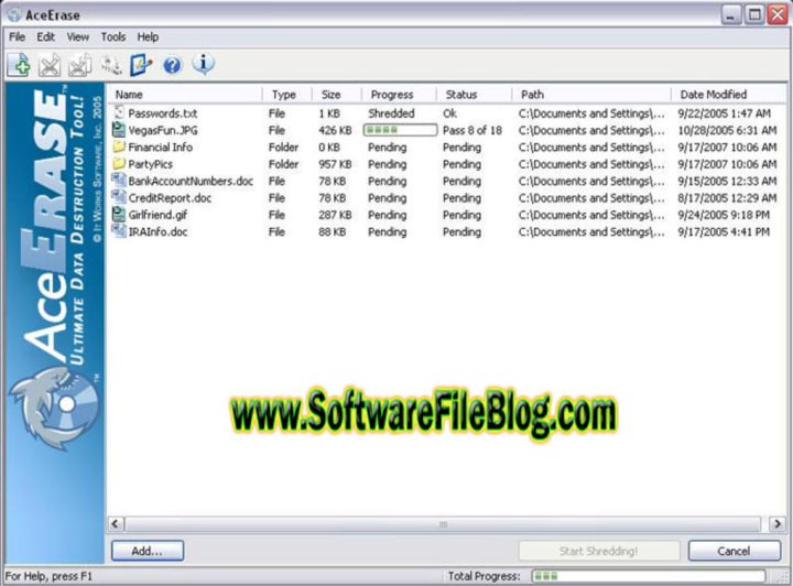 Aceerase file shredder 0.1 PC Software