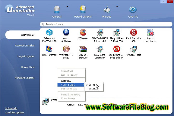 Free uninstaller 1.0 Features: