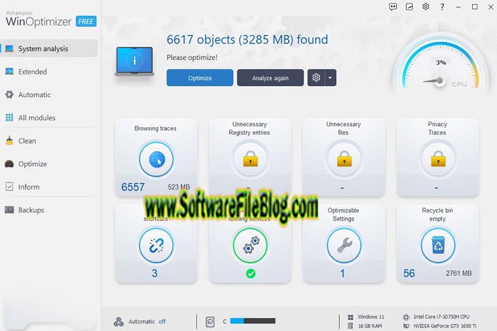 WinOptimizer Free V 17.00.23 PC Software with crack